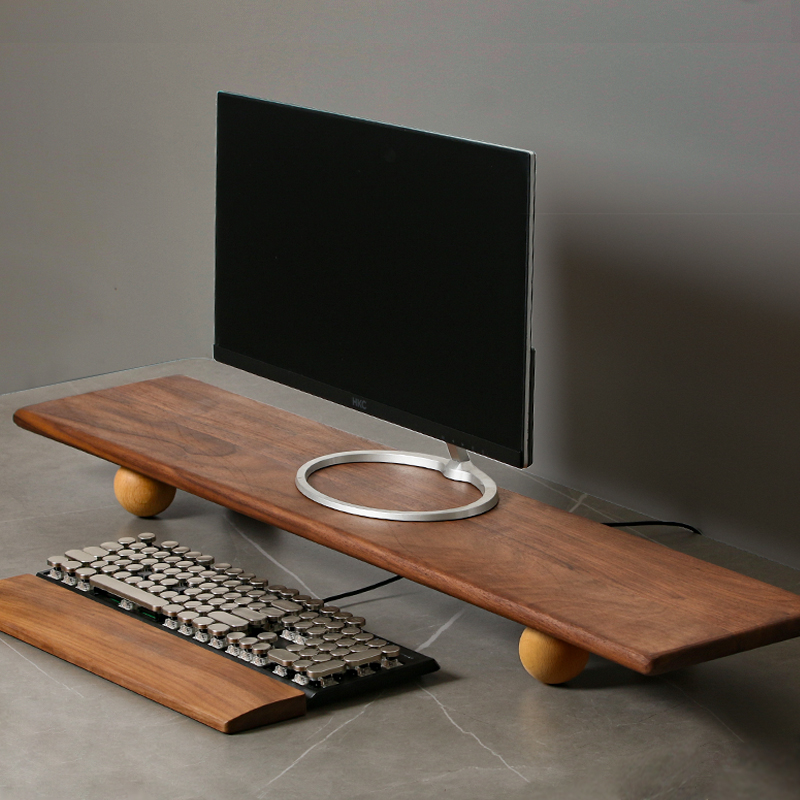 Desk Setup Laptop And Monitor - Supporto per monitor in legno massello