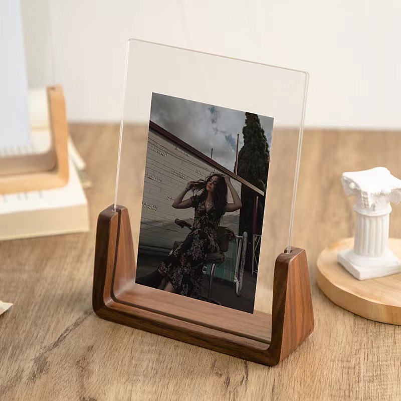 Desk Setup Photo - Cornice per foto creativa in noce/faggio