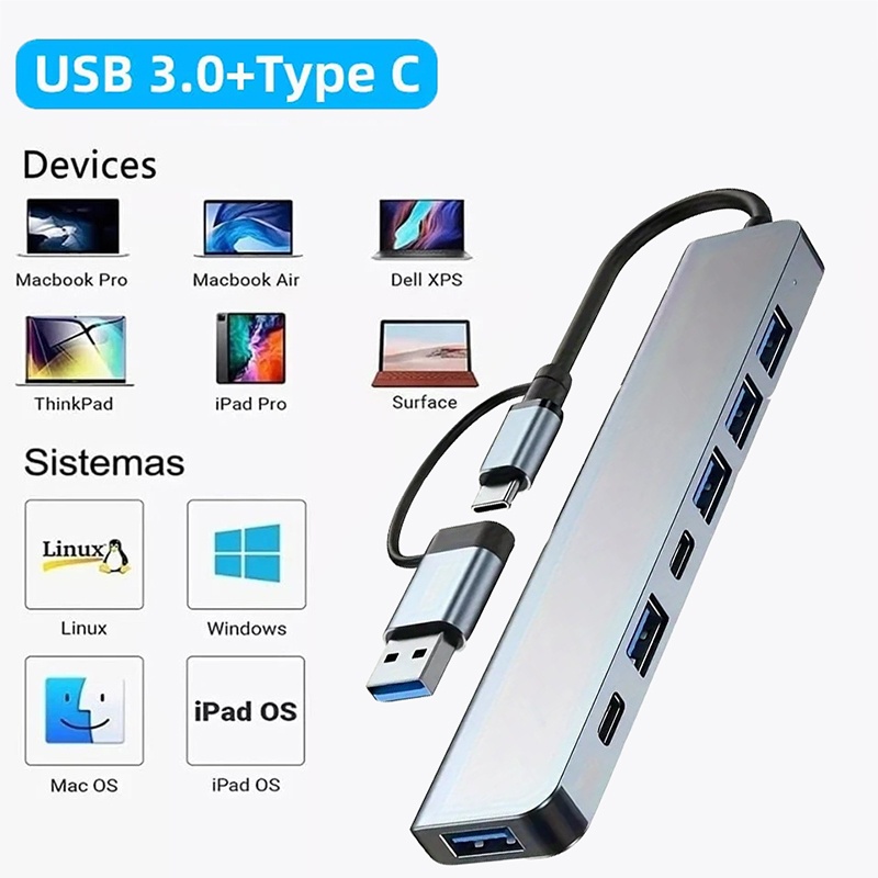 Hub USB 3.0 2 in 1 a 7 porte,  - Desk Setup Usb Hub recensione e prezzo
